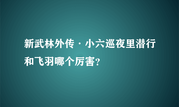 新武林外传·小六巡夜里潜行和飞羽哪个厉害？