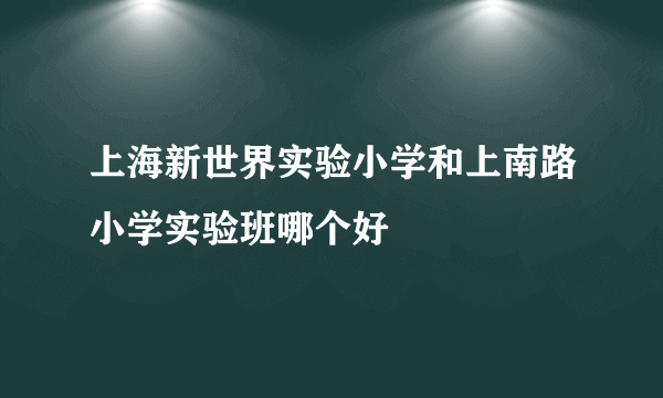 上海新世界实验小学和上南路小学实验班哪个好