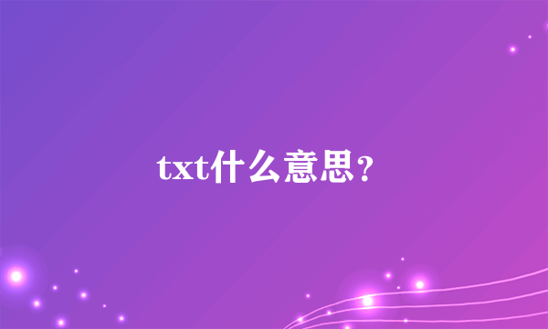 txt什么意思？