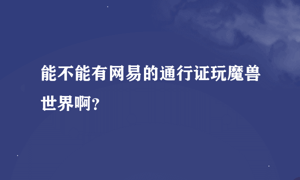 能不能有网易的通行证玩魔兽世界啊？