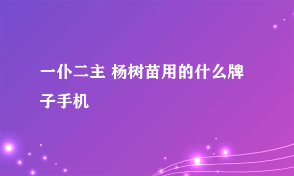 一仆二主 杨树苗用的什么牌子手机