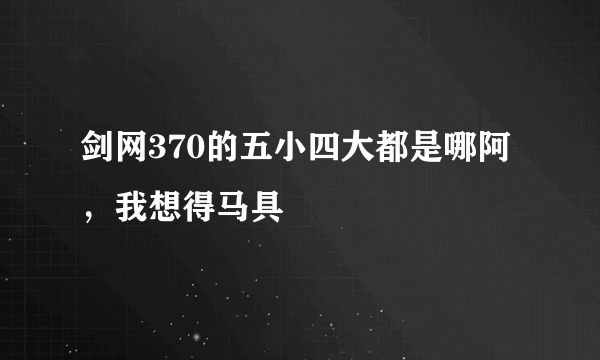 剑网370的五小四大都是哪阿，我想得马具