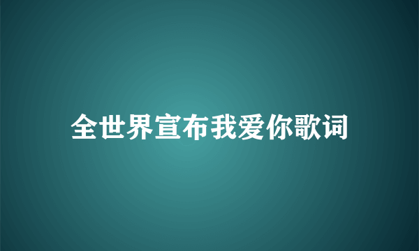 全世界宣布我爱你歌词