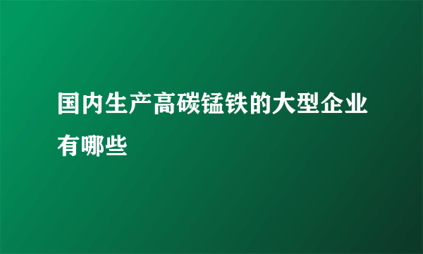 国内生产高碳锰铁的大型企业有哪些