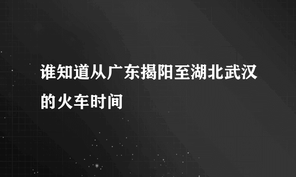 谁知道从广东揭阳至湖北武汉的火车时间