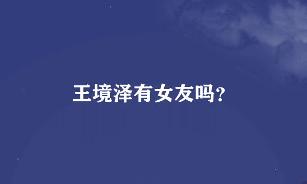 王境泽有女友吗？