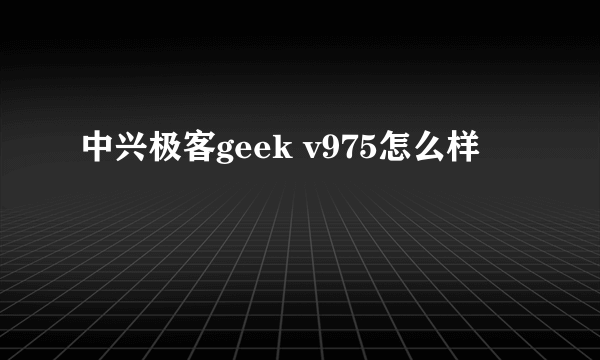 中兴极客geek v975怎么样