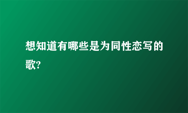 想知道有哪些是为同性恋写的歌?