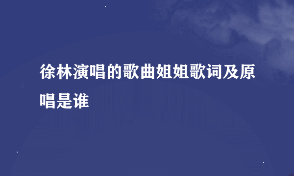 徐林演唱的歌曲姐姐歌词及原唱是谁