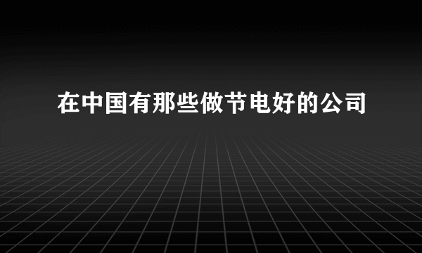 在中国有那些做节电好的公司