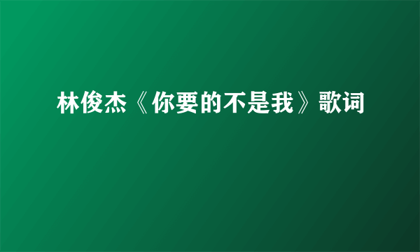 林俊杰《你要的不是我》歌词