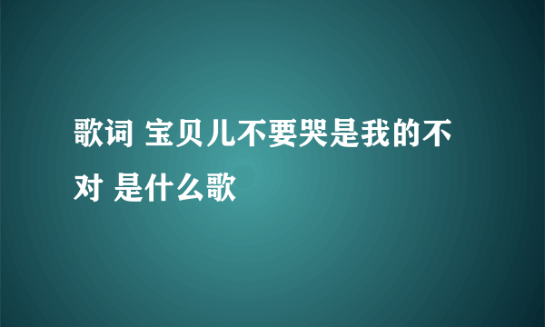 歌词 宝贝儿不要哭是我的不对 是什么歌