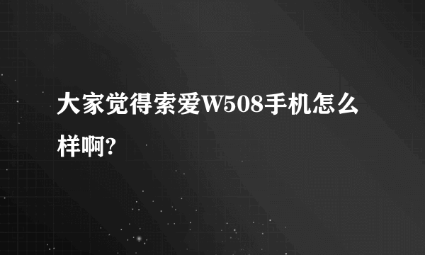 大家觉得索爱W508手机怎么样啊?