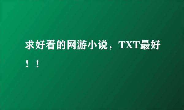 求好看的网游小说，TXT最好！！