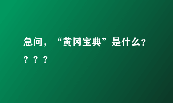 急问，“黄冈宝典”是什么？？？？