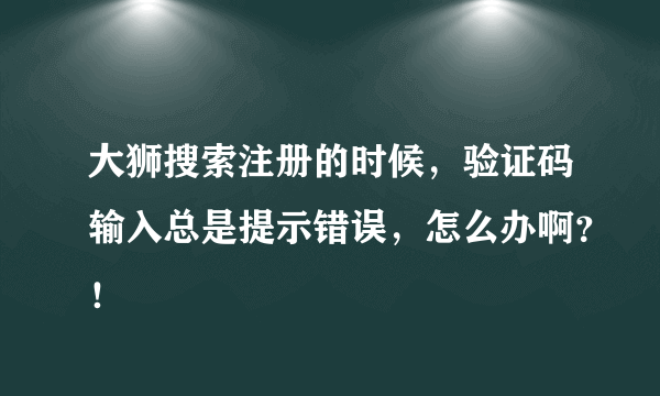 大狮搜索注册的时候，验证码输入总是提示错误，怎么办啊？！