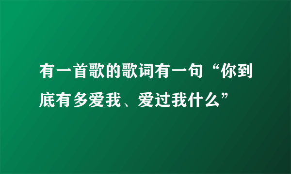 有一首歌的歌词有一句“你到底有多爱我、爱过我什么”