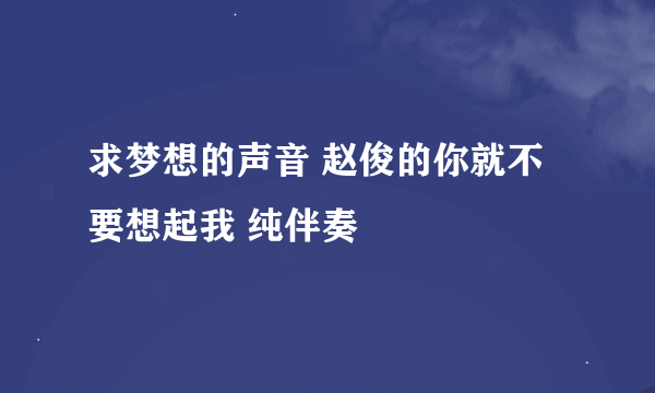 求梦想的声音 赵俊的你就不要想起我 纯伴奏