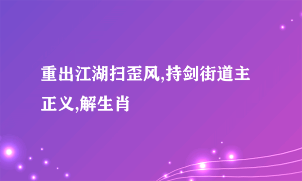 重出江湖扫歪风,持剑街道主正义,解生肖