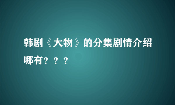 韩剧《大物》的分集剧情介绍哪有？？？