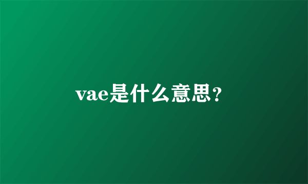 vae是什么意思？