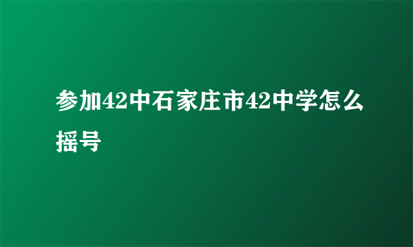 参加42中石家庄市42中学怎么摇号