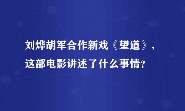 刘烨胡军合作新戏《望道》，这部电影讲述了什么事情？