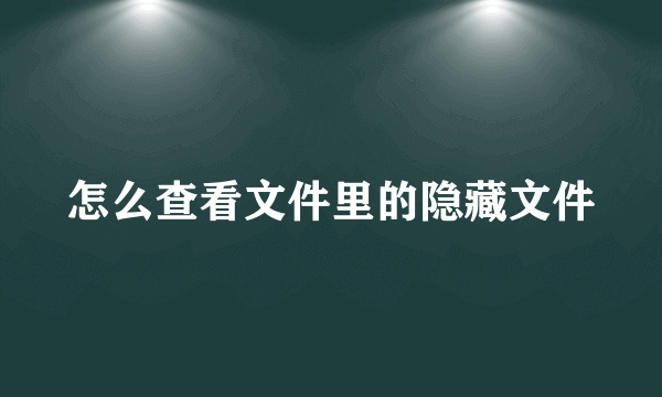 怎么查看文件里的隐藏文件