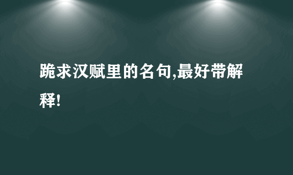 跪求汉赋里的名句,最好带解释!