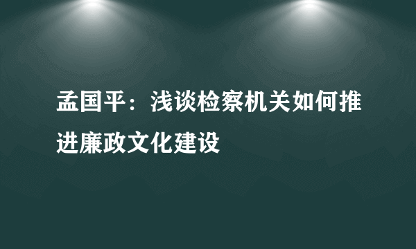 孟国平：浅谈检察机关如何推进廉政文化建设