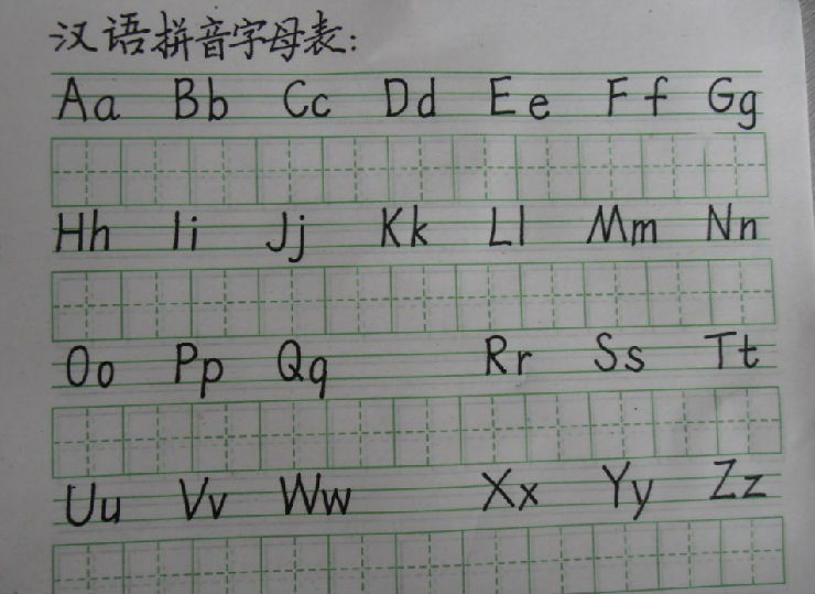 汉语拼音大写字母在四线格中怎么写