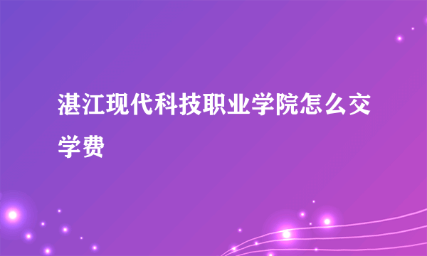 湛江现代科技职业学院怎么交学费