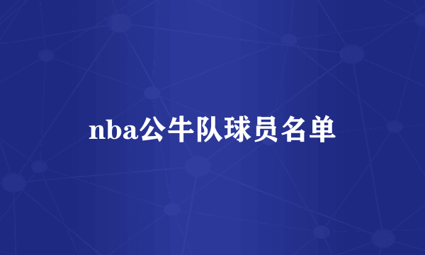 nba公牛队球员名单