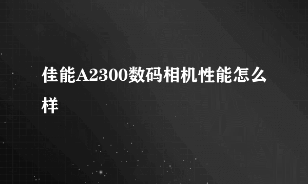 佳能A2300数码相机性能怎么样