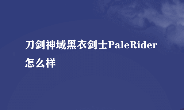 刀剑神域黑衣剑士PaleRider怎么样