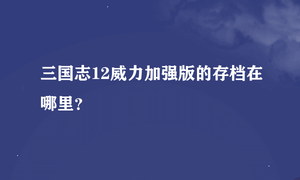 三国志12威力加强版的存档在哪里？