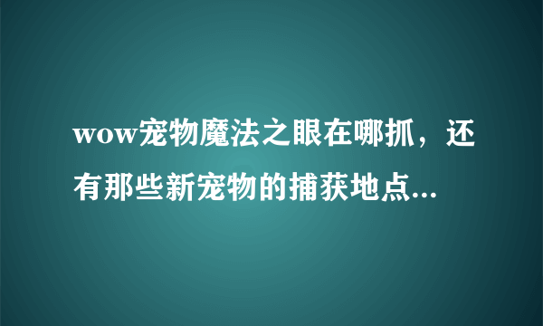 wow宠物魔法之眼在哪抓，还有那些新宠物的捕获地点 最好具体地方，答的好 分多加，谢谢