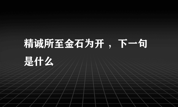 精诚所至金石为开 ，下一句是什么