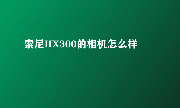 索尼HX300的相机怎么样