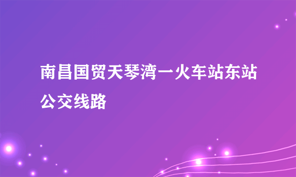 南昌国贸天琴湾一火车站东站公交线路