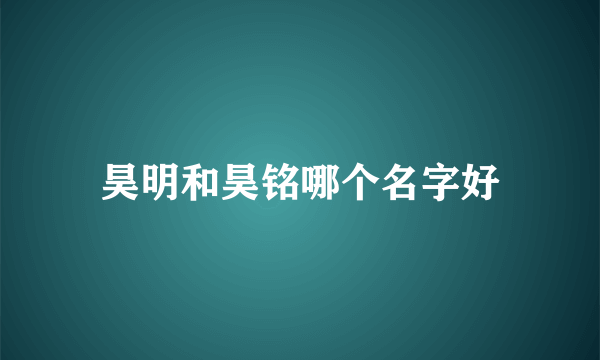 昊明和昊铭哪个名字好