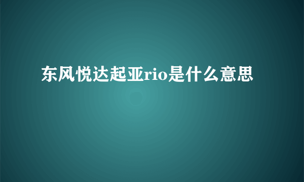 东风悦达起亚rio是什么意思