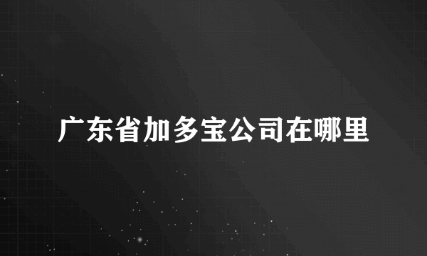 广东省加多宝公司在哪里