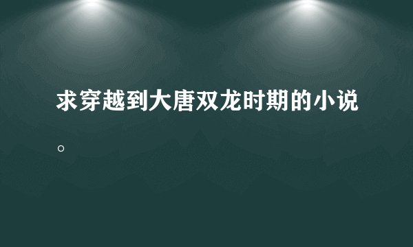 求穿越到大唐双龙时期的小说。