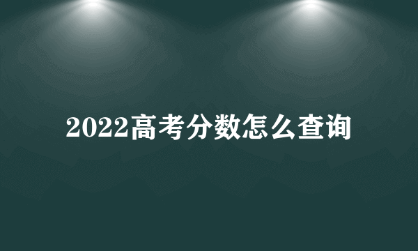 2022高考分数怎么查询