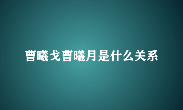 曹曦戈曹曦月是什么关系