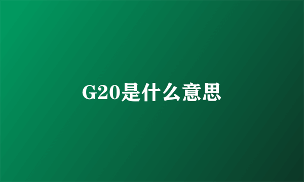 G20是什么意思