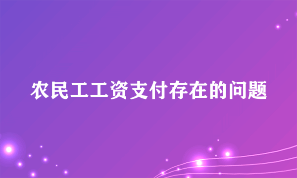 农民工工资支付存在的问题