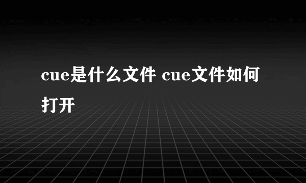 cue是什么文件 cue文件如何打开