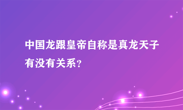 中国龙跟皇帝自称是真龙天子有没有关系？